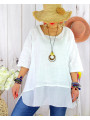 T- shirt femme grande taille ete coton lin JESSE Blanc Tee shirt tunique femme grande taille
