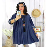 Tunique longue femme grande taille jean lyocell BARTH Tunique femme grande taille