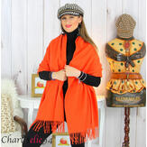 Étole châle laine cachemire mixte hiver STELLA orange Écharpe cachemire femme
