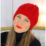 Bonnet alpaga laine grosse maille torsadé hiver rouge B01 Accessoires mode femme
