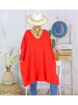 Tunic Gris Chiné Grande Taille Femme 50/54 - Neuf Sans étiquettes, 100% Acrylique, Fabriqué En France