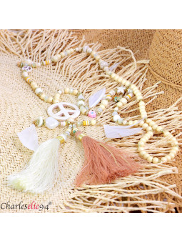 Collier Sautoir Fantaisie Perles Et Strass Pailleté - Accessoire Mode Femme