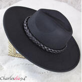 Chapeau chic couture femme feutre laine larges bords HB142 noir Accessoires mode femme