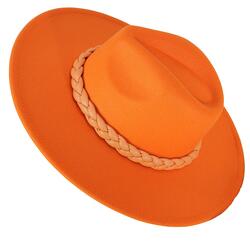 Chapeau chic couture femme feutre laine larges bords HB142 orange Accessoires mode femme