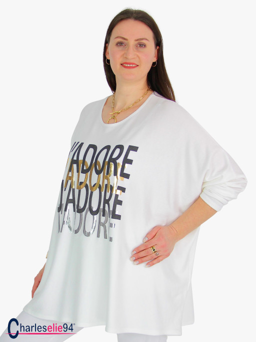 Pull Tunique Blanc Mademoiselle Lola - Taille Unique, En Coton, Occasion Très Bon état