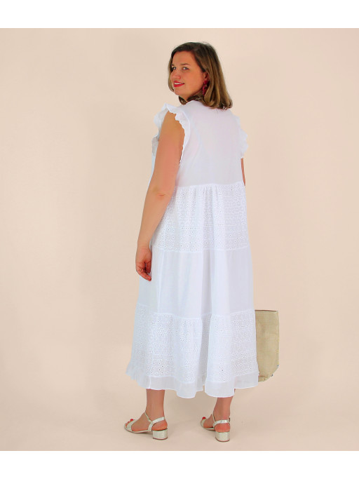 Robe De Chambre Broderie Anglaise - Taille 10-24 (ajustable) - Couleurs Beige/rose - Polycoton - Neuf Avec étiquettes