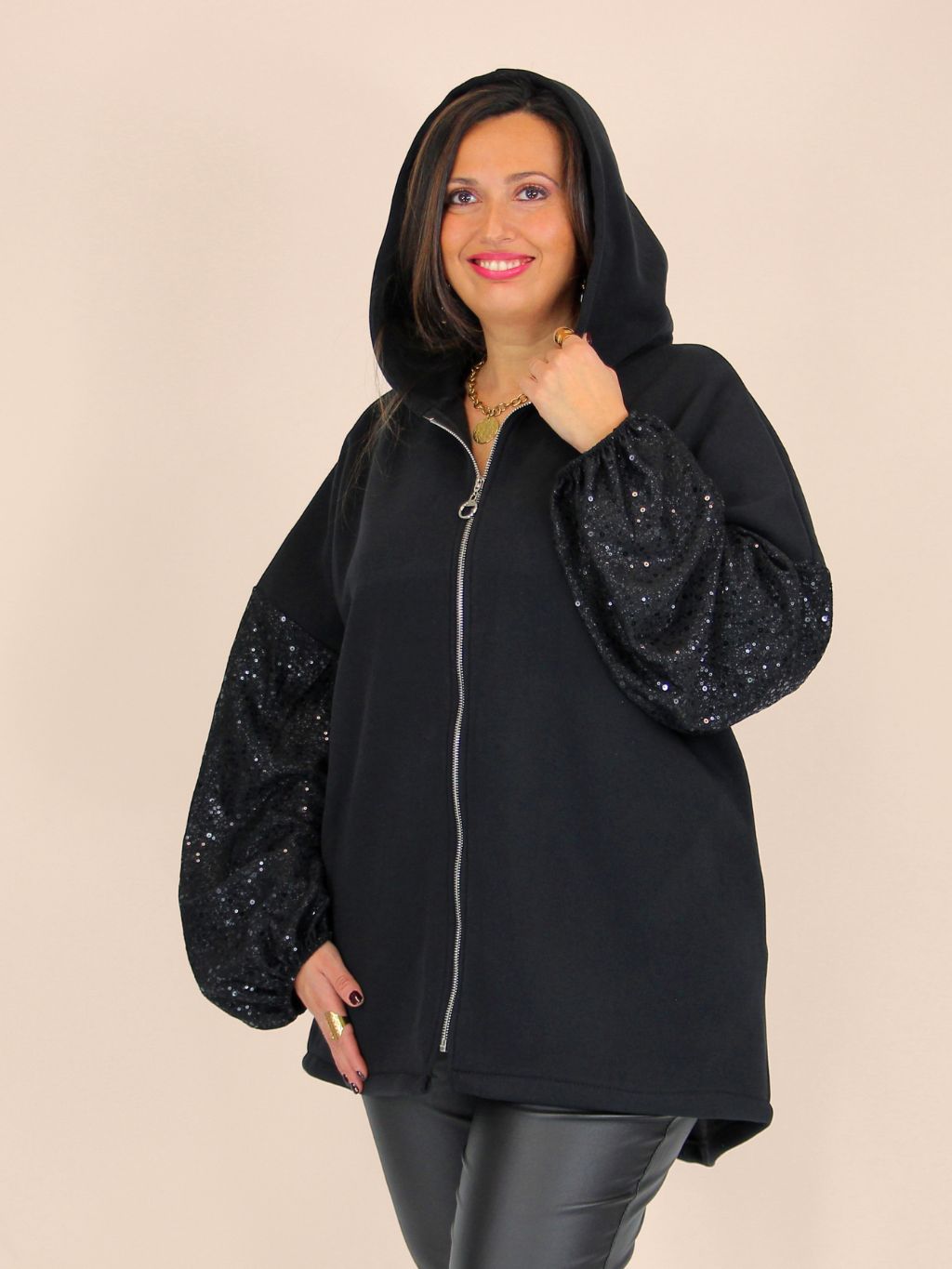 Gilet Sweat à Sequins '2 Ailes' - Taille 38/40 - Gris - Boutique Parisienne - Occasion Très Bon état