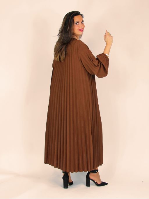 Robe Dressbarn Marron - Taille 12 - Style Chemisier Manches Bouffantes - Col V - Occasion TB état