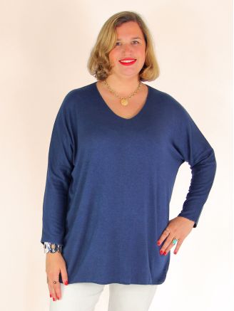 Pull Tunic Maille Fine DAXON - Encolure V, Manches Longues, 50% Coton 50% Acrylique