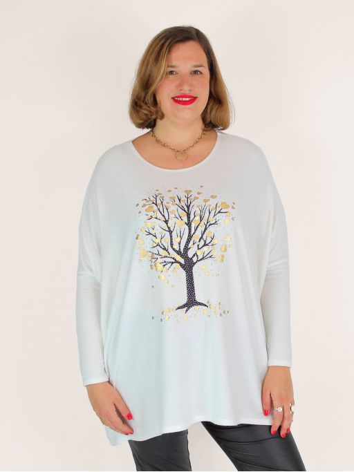 Pull col rond maille douce SONNIA blanc