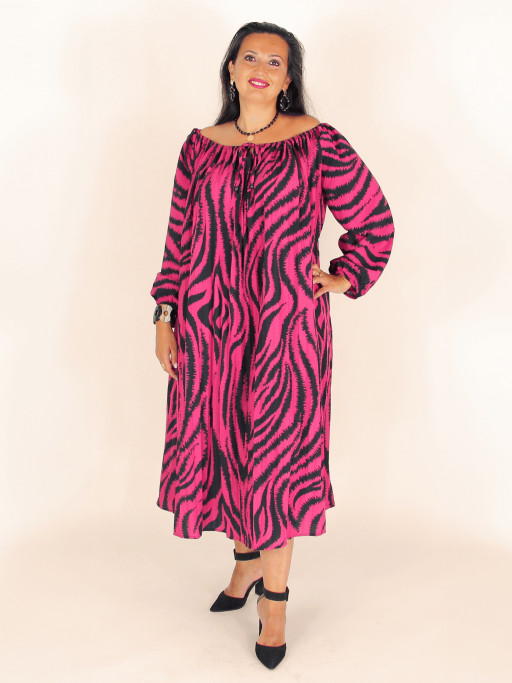 Robe longue EDVINA imprimé zèbre rose foncé