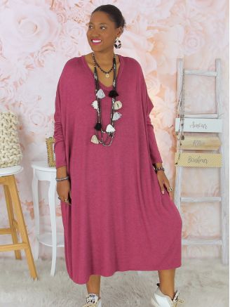 Robe pull grande taille femme bordeaux PIANO maille douce