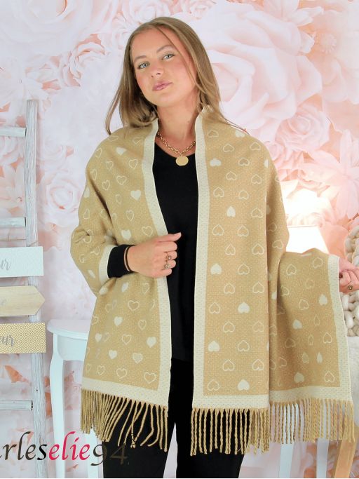 Etole châle femme coton LIBRA hiver moka