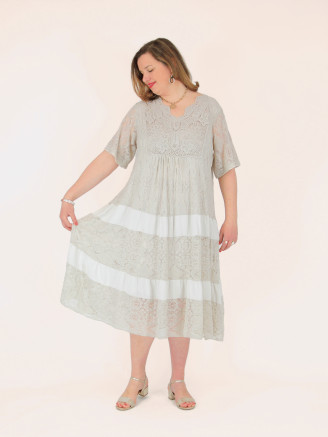 Robe longue été dentelle NINOU beige