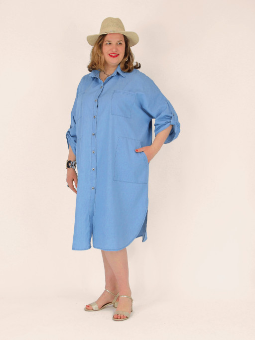 Robe chemise en jean coton KAMILIA bleu clair