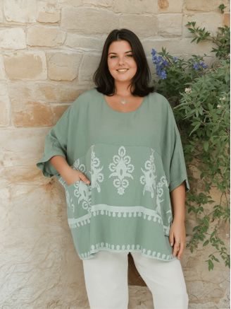 Tunique poncho oversize femme grande taille CELESTA kaki