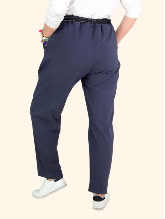 Pantalon Stretch ZAKA Femme Grande Taille Été Marine