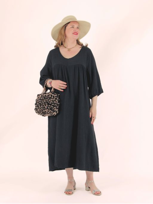 Robe longue gaze de coton été ISABELA noir