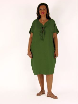 Robe grande taille en viscose douce SANYA kaki