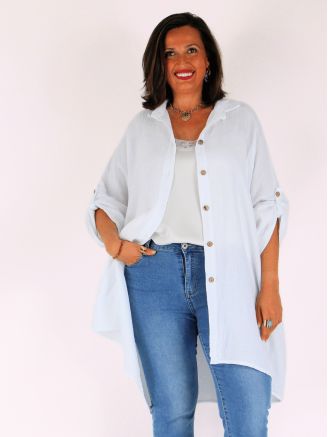 Chemise longue veste gaze de coton MARIJA blanc