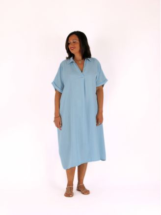 Robe longue en tencel TELMA bleu clair