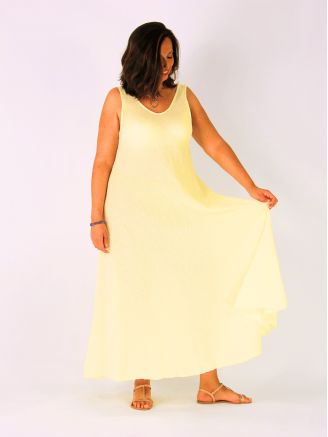 Robe longue été gaze de coton NOEMY jaune