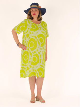 Robe grande taille en coton FLAMINIA vert anis