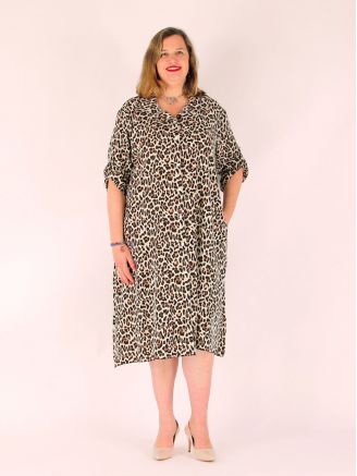 Robe chemise fluide femme imprimé animal ALLICIA 1 léopard clair