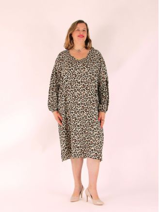 Robe fluide imprimé animalier CINTYA 1 motif léopard clair