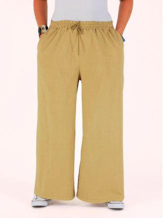 Pantalon coton stretch large et fluide JIMENA camel