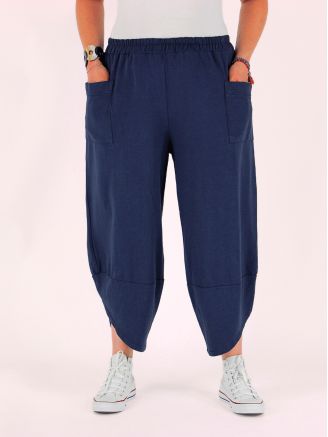 Pantalon cargo style japonais sarouel LUZIA coton bleu marine