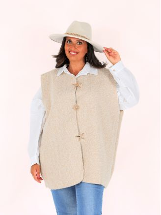 Gilet sans manches duveteux VANDA beige