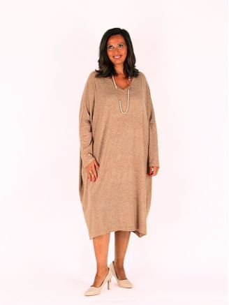 Robe hiver grande taille PIANO camel