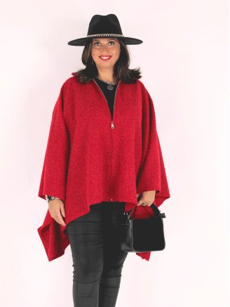 Cape poncho grande taille KIONA rouge
