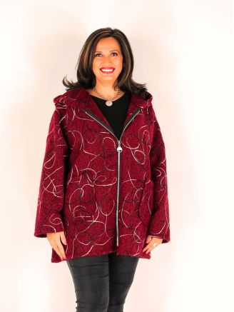 Manteau court à capuche AUTEUIL bordeaux