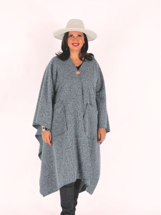 Cape poncho long hiver MARISTELA gris