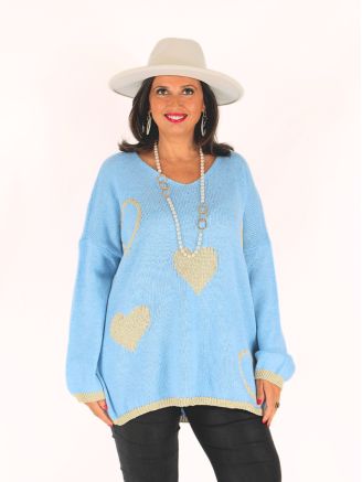Pull maille douce avec laine et mohair DALVA bleu ciel