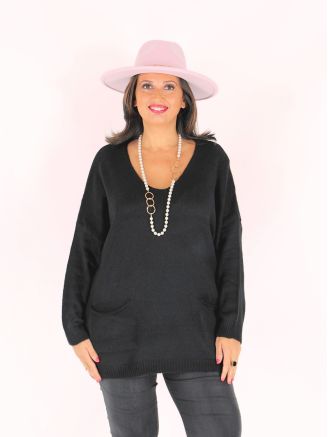 Pull maille douce laine et mohair NILZA noir