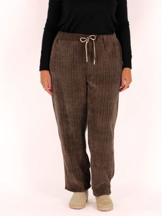 Pantalon grande taille velours stretch VALERIO chocolat