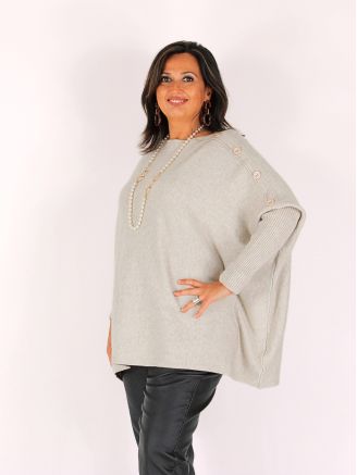 Pull poncho grande taille maille ultra douce LUCILA beige
