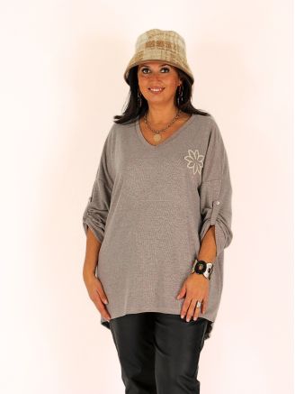 Pull tunique grande taille maille douce STEFFANIE camel