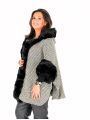 Cape poncho laine tweed MIREYA noir