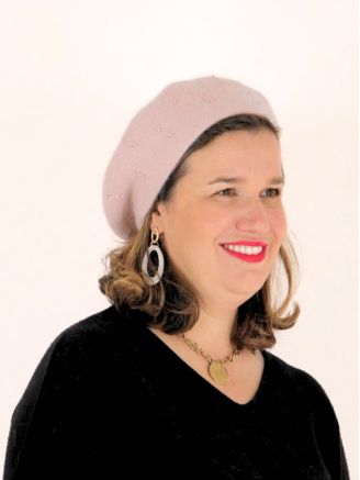 Béret HB40 perles brodées laine et cachemire rose