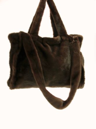 Sac bohème en fausse fourrure JANETTE chocolat