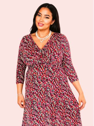 Robe élégante midi JOSEPHINE rouge